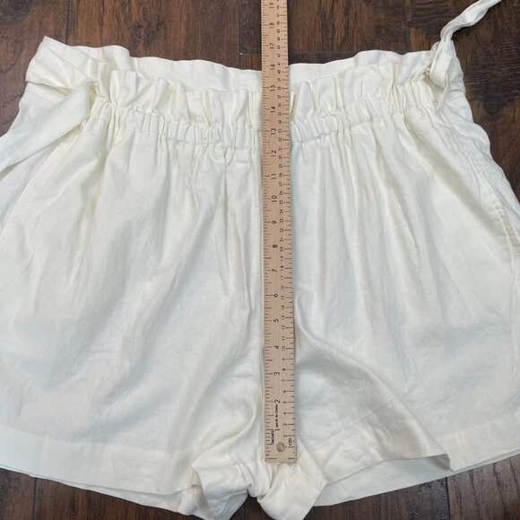 Ophelia Roe Paperbag Shorts 2X White Linen Blend Belted Women's - Picture 8 of 11